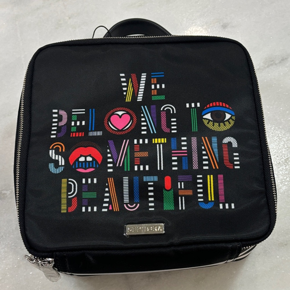Black 'We Belong to Something Beautiful' Cosmetic Bag